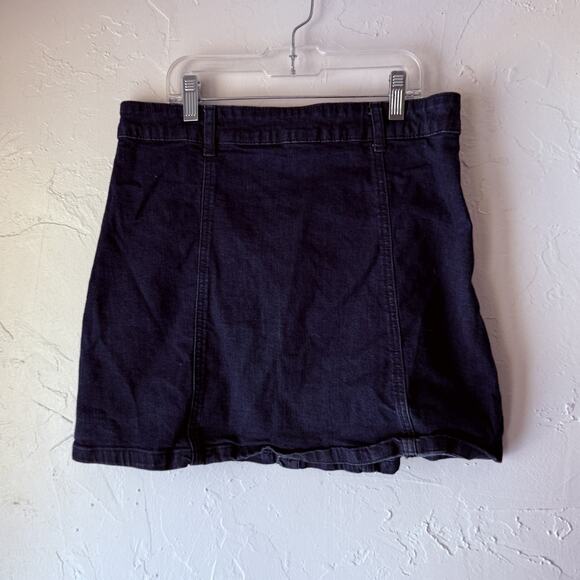 Indigo‎ Rein Skirt Vintage 90s Large Denim Button Front A-Line Mini Western - Picture 5 of 8